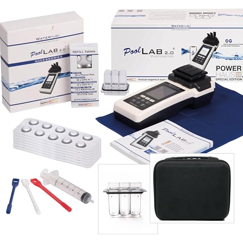 POWERHAUS24 PoolLAB 2.0 Ultimate Edition Analyse de l'eau pour piscines et jacuzzis (cuvette de rechange supplémentaire) et mallette de rangement