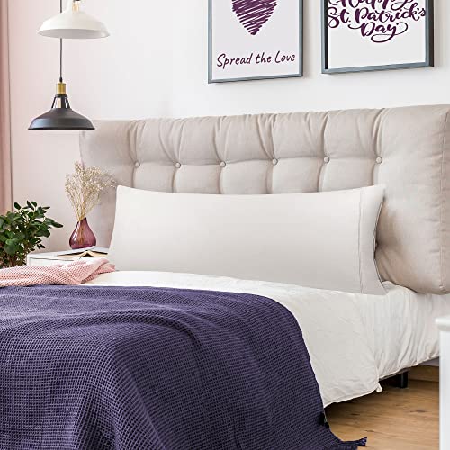 PiccoCasa Body Pillow Cover Super Soft Cotton Bolster Pillow Covers for Full Body Pillow 1 Body Pillow Case with Zipper Closure for Adults 20"x54"/ 4.6ft Isabelline - Image 2
