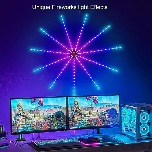 Image of URM Enterprises 3 Meter LED Strip Lights for 32-65 inch TVs, 16 Color USB LED Strip Lights RGB /IC Color Changing Music Sync Smart LED Light Strips,Bluetooth App Control TV LED (Firework Sterip Light)