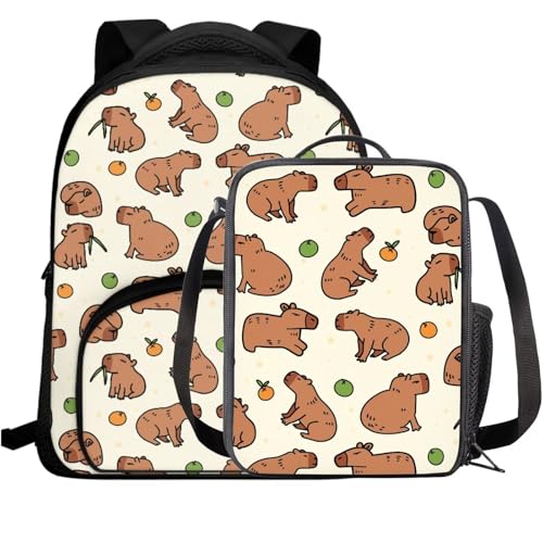 Cute Capybara Backpack for Girls Lightweight Toddler Backpack for Girls 12 Inch 2 in 1 Kawaii School Lunch Bag with Handle Kindergarten Diaper Bags