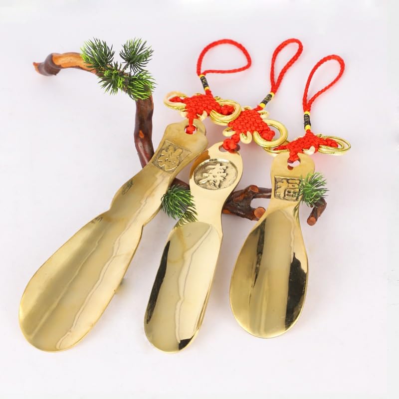 TEESONG Calzascarpe Calzascarpe in rame puro, tirascarpe, indossatore di scarpe, tirascarpe corto, scivolo for scarpe, for uso domestico, in ottone puro Strumento Calzascarpe