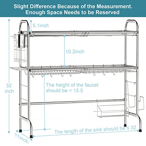 Gslife Over The Sink Dish Drying Rack, 2 Tier Stainless Steel Above Sink Dish Rack Sink Shelf For Kitchen, Rustproof Kitchen Sink Drying Rack For Storage, Silver #TOP4