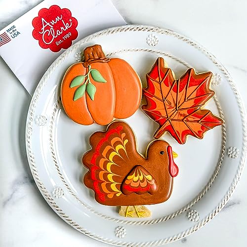 Thanksgiving and Fall Holiday Cookie Cutters 3-Pc. Set Made in USA by Ann Clark, Maple Leaf, Turkey, Pumpkin