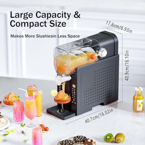 1,6 l Slush-Maschine, Granita-Maschine für Zuhause, professionelle Maschine für gefrorene Getränke, kein Eis erforderlich, Slush-Maker für Partys, Frappés, Milchshakes, Cocktails, Wein Black,1600ML – Bild 8