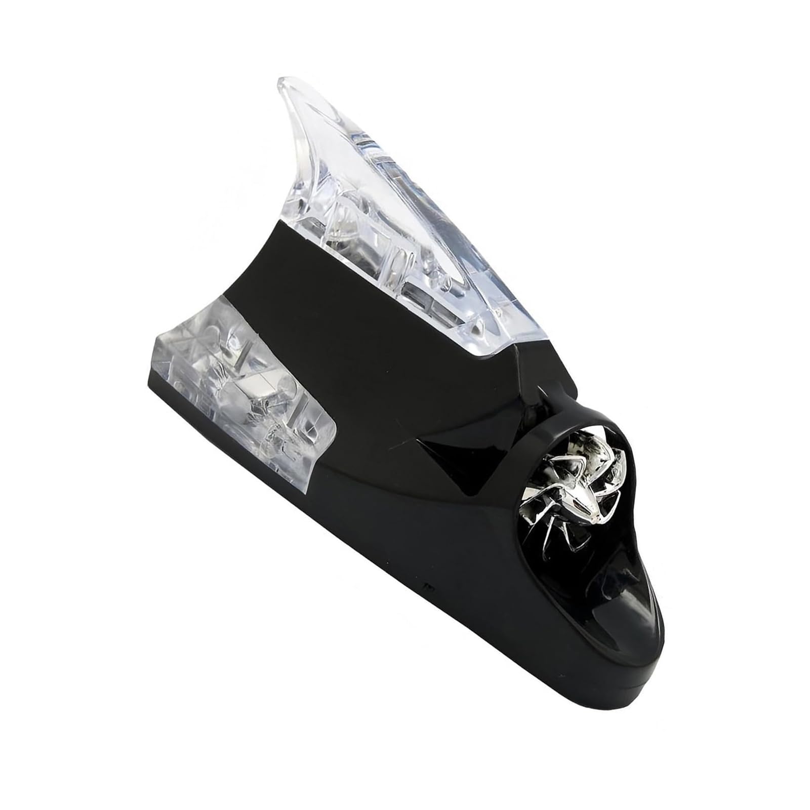 Glowing Car Roof Shark Fin Decor Cover, LED Wind Power Warning Flash Lamp, Self-Adhesive Auto Exterior Accessory, Universal for Most Cars (Black)