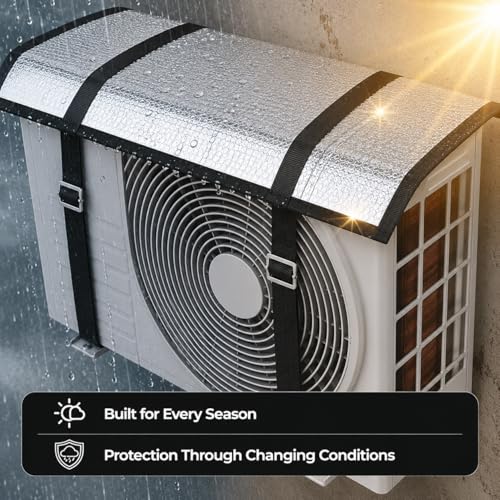 Image of AC Outdoor Unit Protector Cover | Waterproof & Heat Resistant Insulation Sheet | Heavy Duty AC Outdoor Cover for 1.5 Ton Split AC | Sun, Rain & Dust Protection Aluminium Triple Layer