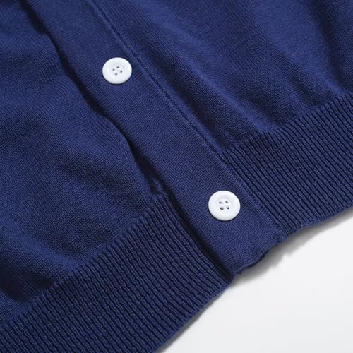 Men's Retro Dark Blue Knitted Poloshirt, 1960s Mod Style Vintage Polo Short Sleeve with Button4