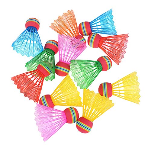 mecaponn バドミントン プラスチック シャトル 練習用 スポーツ プラスチックボール レジャー ファミリー10ピース 室内 練習用 子供 初心者 ランダム色