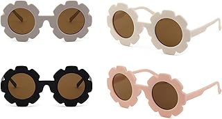 Round Flower Sunglasses Cute Kids Sunglasses, 4Pcs Cute Kids Sunglasses Round Flower Sunglasses,Kids Flower Sunglasses Toddler Round Flower Sunglasses,Kids Sunglasses Cute Flower Sunglasses