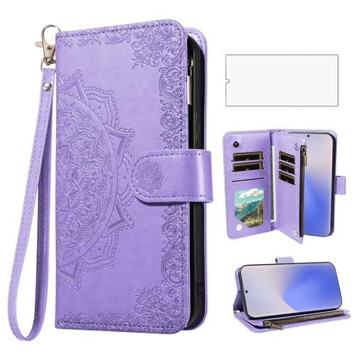 Coque Samsung Note 20 5G Asuwish avec protège-écran verre trempé et étui à rabat floral