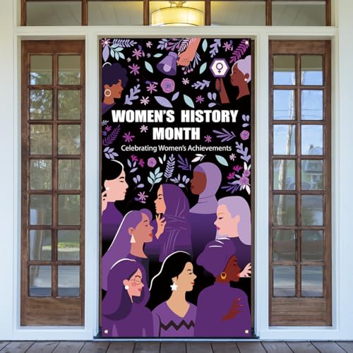 Womens History Month Decorations National Womens Day Door Cover Women of History Banner Happy Womens History Month Decorations for Home Party