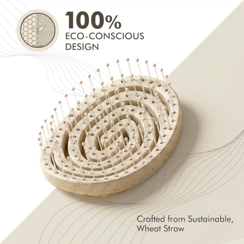 Image of Ikonic Me Spiral Vent Travel Hair Brush IKM-2109, Heat Resistant Open Vent for Quick Drying, Ergonomic Grip, Gentle Detangling, Shiny, Smooth Finish for Daily Styling, All Hair Types - Sand Beige