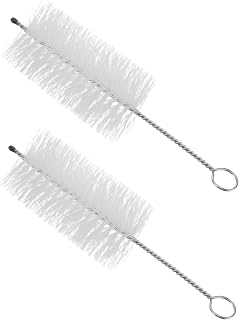 2pcs Brass Mouthpiece Brush Cleaner for Trombone Piston Chambers | Minimal Shedding, Flexible Steel Wire, White Color, High-density Nylon Bristles, Outdoor Gigs and Classroom Use