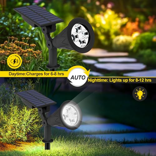 T-SUN Solar Spot Lights Outdoor Waterproof,Solar Landscape Spotlights,4Pack - image 4