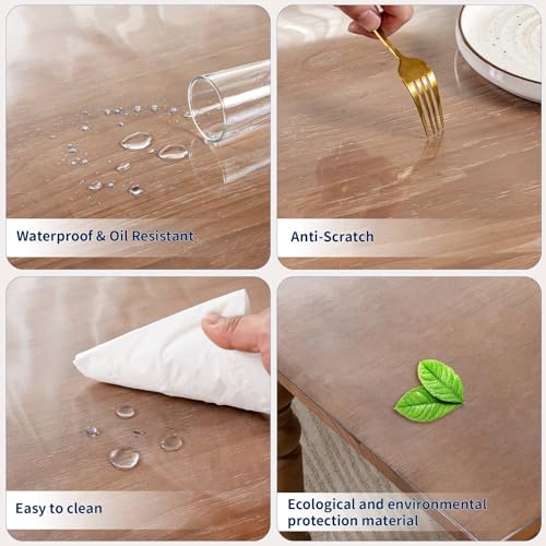 Image of 12 x 24 Inch Clear Table Cover Protector, 2mm Thick Clear Desk Mat, Plastic Table Cover, Vinyl Table Protector, Desk Mats on Top of Desks