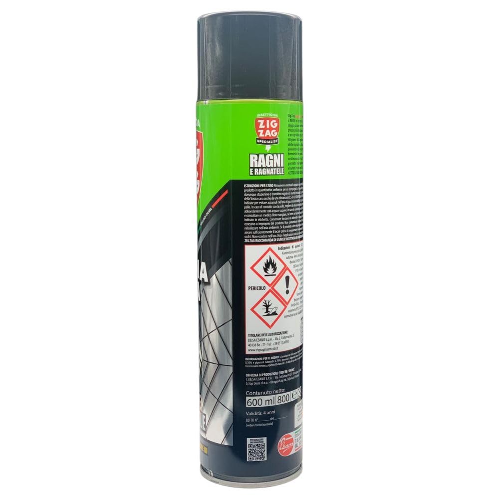 ZigZag Magnatela Insetticida Ragni, Azione Residuale, Efficacia Immediata, Protezione Elevata, Facile Utilizzo, 600ml+OMAGGIO 100pz Guanti HDPE Monouso + Panno in Lattice (6 Spray+1CF Guanti+Panno)