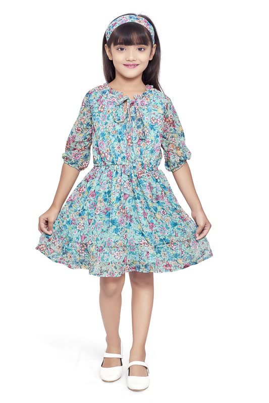 Doodle Girls Dresses, KneeLength Frock For Girls, Cap Sleeve Floral