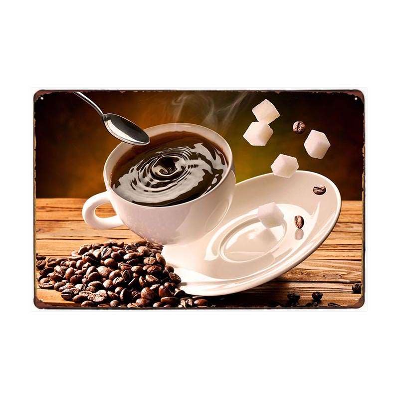 Coffee Menu - Placa metálica retro vintage (4 unidades)