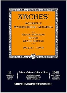 Arches Watercolor Hot Pressed Paper Pad 10-inch x 14-inch-12 Sheets, Other, Multicoloured, 26.03x36.19x0.63 cm