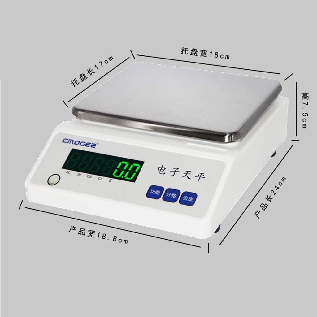 Commercial Electronic Scale High Accuracy LCD Display Stainless Steel Tare Features for Fruit Vegetables Weighing, 3000g/0.01g (A 3000g/0.01g)