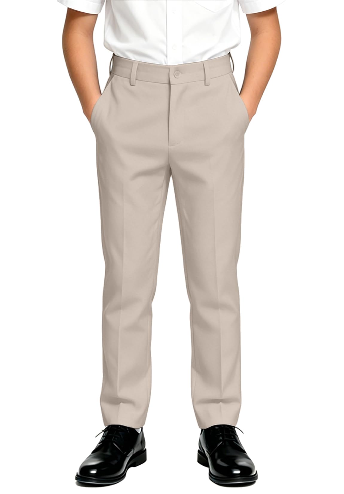 DHTS Boys Dress Pants Slim Fit Uniform Pants for Toddler Teens Trousers
