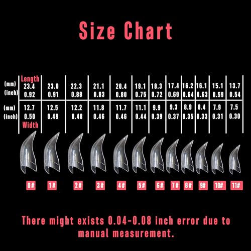 NOVO OVO Nail Tips Curved Stiletto, Clear Gel x Extension kit Half Covel to Make Press on 3D Eagle Claw nails - Image 4