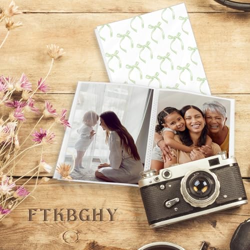 Image of Coquette Green Bow Photo Album 4x6, Aesthetic Preppy Girly 18 Pockets Small Picture Memory Book Photo Album Keepsake for Graduation Wedding Anniversary Travel Vacation