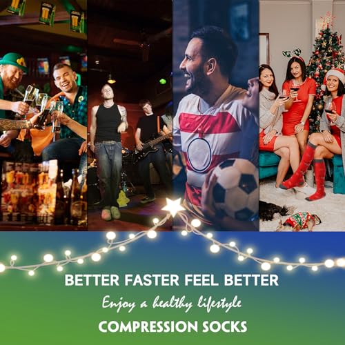 Image of cerpite Compression Socks for Women & Men 6 Pairs Knee High Compression Socks 20-30 mmhg Best for Running,Nurse,Travel