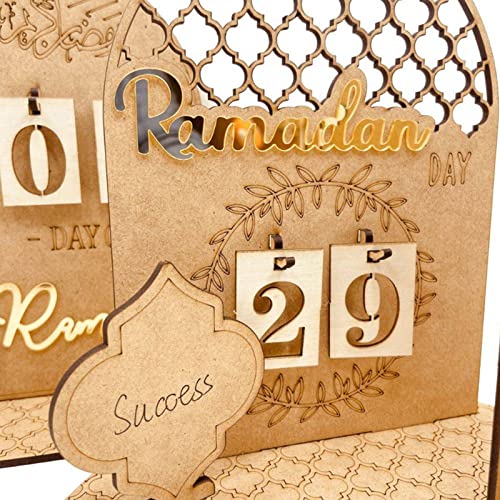 Yejahy Ramadan Advent Calendar Wooden Countdown Days 30 Days Home Decorations, Diy Eid Decorations For Ramadan Parties, Ramadan Gifts For Kids, Craft Decorations (Wreath) #TOP2