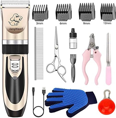 JiangWaveT Dog Cat Clippers Grooming Kit - Professional Cordless Rechargeable Dog Clippers，Low Noise & Suitable Horse Cat Dog Hair Clippers Shaver Tools