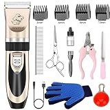 JiangWaveT Dog Cat Clippers Grooming Kit - Professional Cordless Rechargeable Dog Clippers，Low Nois