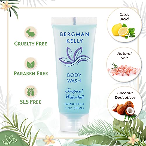 Bergman Kelly Travel Size Body Wash (1 Fl Oz, 100 Pk, Tropical Waterfall), Delight Your Guests With An Invigorating And Refreshing Hotel Body Wash, Mini And Small Size Guest Hotel Toiletries In Bulk #TOP1