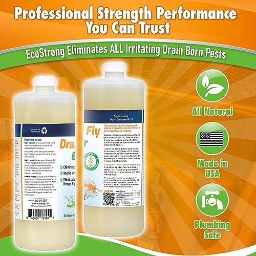 Fruit Fly Drain Treatment | Drain Fly Eliminator | All-Natural, Eliminates Gnats, Sewer Flies and More - Works in All Drains - 32 Fl Oz