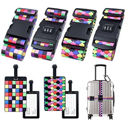 Hivia Sangle Valise Voyage avec Serrure à Combinaison,Ensemble de 4 Pièces Amélioré,Plus Solide et dans des Couleurs Accrocheuses Accessoires Voyage...