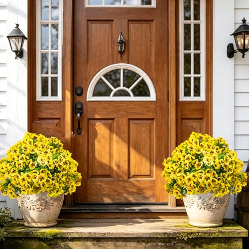 AITISOR 16 Bundles Yellow Artificial Pansy Flowers UV Resistant Fake Silk Pansies for Outdoor Indoor Home Porch Patio Planter Window Box Decoration by AITISOR - Used condition - Image 3