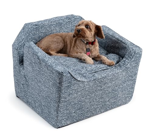 Snoozer Dog Car Seat: Lookout I Dog Booster Car Seat for Pets up to 25lbs, Helps Alleviate Travel Sickness & Fear for Dogs, Removable Washable Cover &ndash; Palmer Indigo, Size Medium