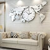 Wzglod World Map Wall Clock, Stainless Steel SUS304,Living Room Decoration Modern Art Quartz Clock W
