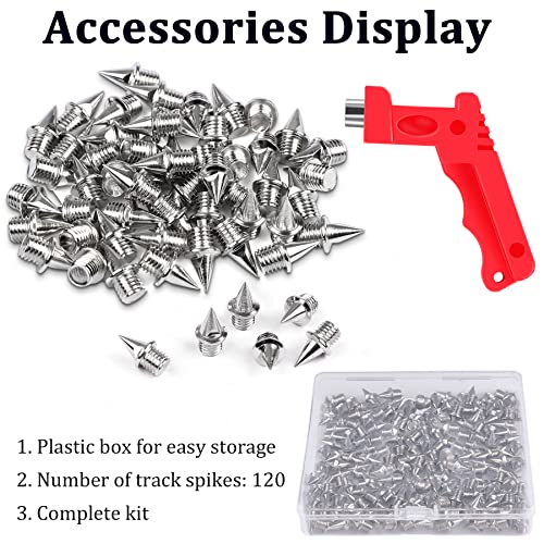 Julmelon 120Pcs 1/4Inch Stainless Steel Track And Cross Country Spikes Golf Shoe Spikes With Spike Wrench, Replacement Spikes For Sprint Sports Short Running Track Shoes #TOP2