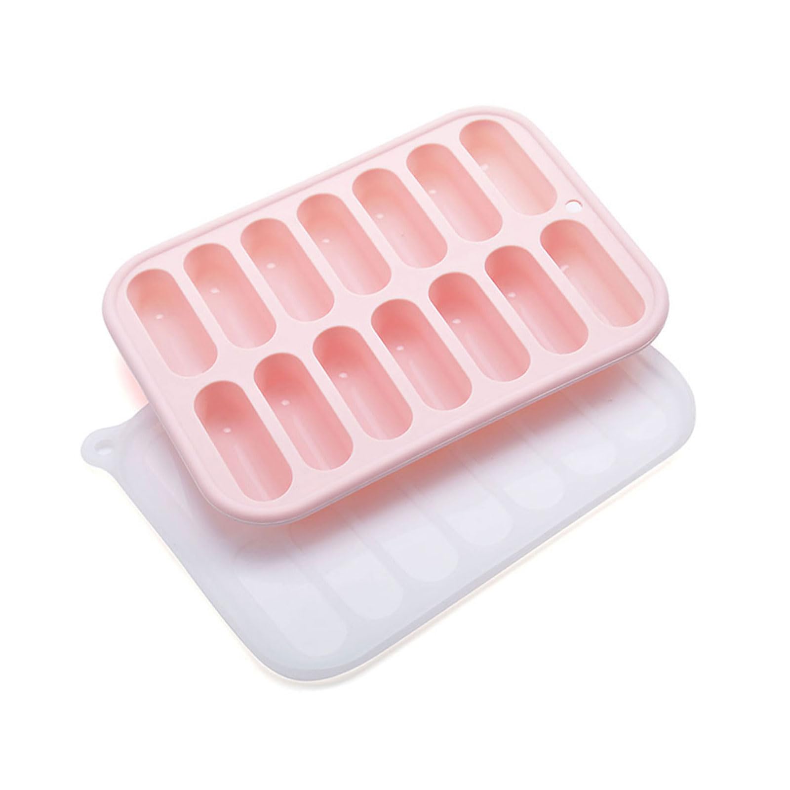 ATRYG 14 Cavity Food Grade Silicone Ice Tray with Lid Flexible Mold for Baking Sausage Maker Mould