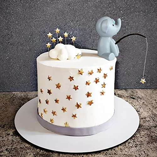 44 Pcs Elephant Cake Decoration Cute Baby Elephant Cake Decorations Pearl Balls Cake Picks Star Cake Topper Elephant Baby Shower Cake Decoration #TOP2