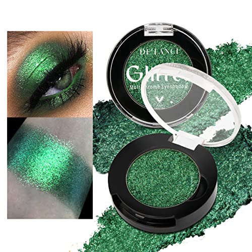 Single Green Eyeshadows Shimmery, De'lanci Highly Pigmented Metallic Eye Glitter, Long-Lastingforest Green Glitter Eyeshadow No Fall Off, Chameleon Cream Eye Shadow Palette, For Women With Green Eyes #TOP12