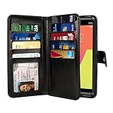 NEXTKIN LG V20 Case, Leather Dual Wallet Folio TPU Cover, 2 Large Pockets Double flap Privacy, Multi Card Slots Snap Button Strap For LG V20 VS995 H990 LS997 H910 H918 US996 - Black