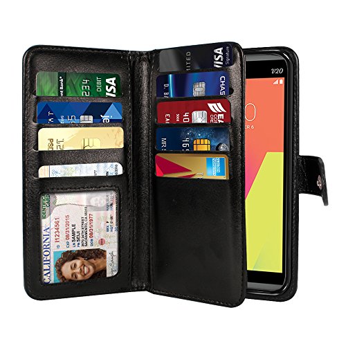 NEXTKIN Case Compatible with LG V20 VS995 H990 LS997 H910 H918 US996, Leather Dual Wallet Folio TPU Cover, 2 Large Pockets Double Flap, Multi Card Slots Snap Button Strap for LG V20 - Black