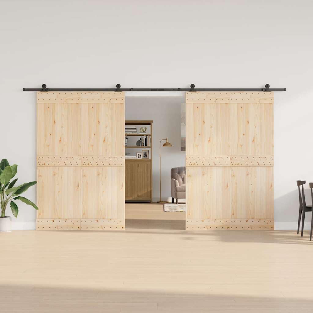 Juego de herrajes para puerta corredera de 400 cm de acero con recubrimiento en polvo negro con topes y ruedas para puerta de granero, accesorios de montaje, compatible con puerta principal y