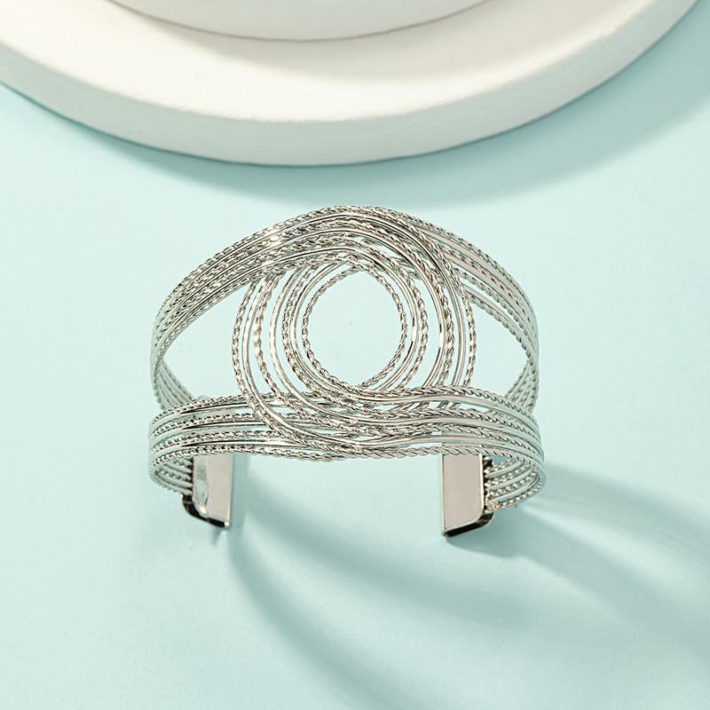 Chunky Gold Bracelet For Wemen, Geometric Hollow Braided The Bling Statement Pride Bold Bangles Party Birthday Stack Mother Jewelry Wife Gift - Image 5