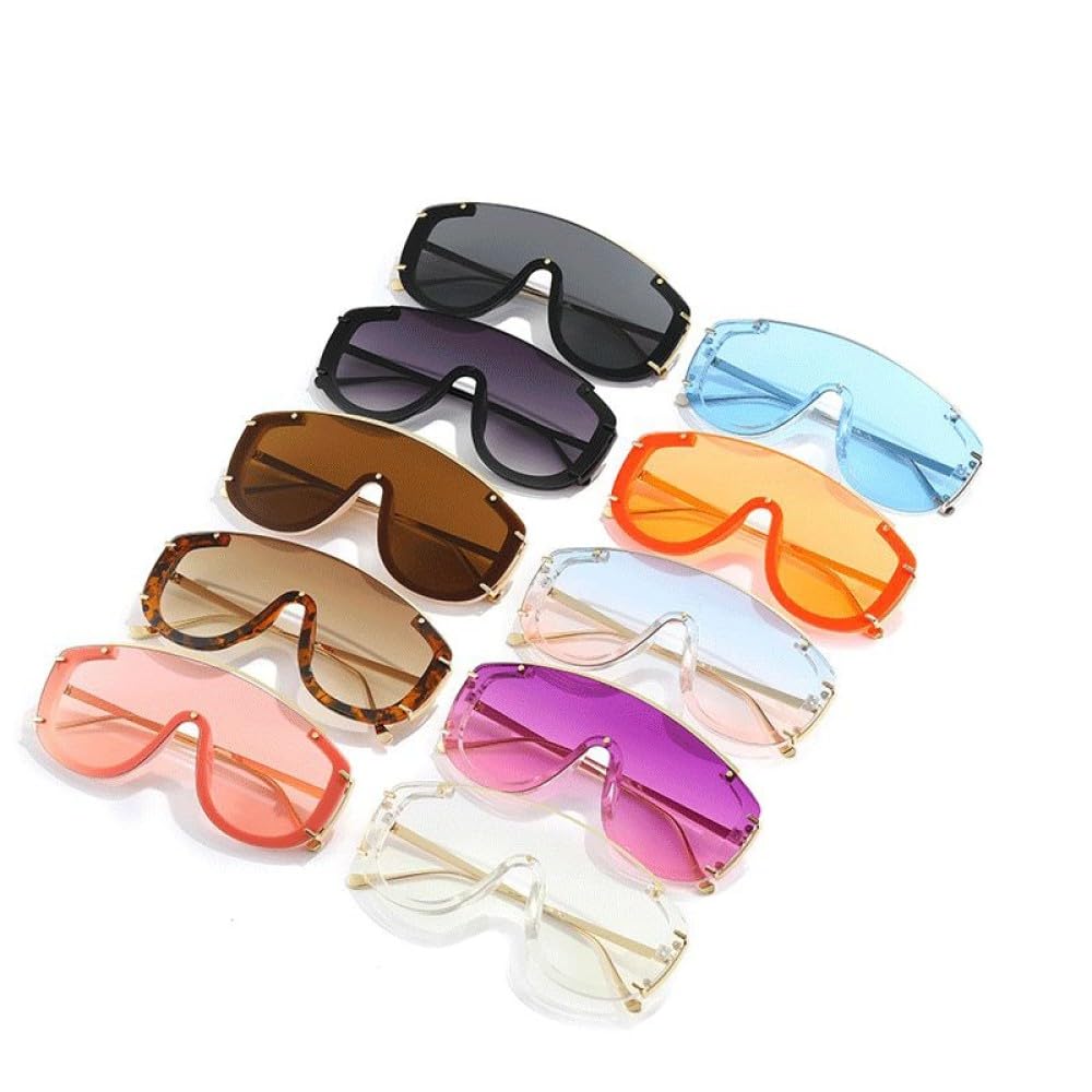 Gafas de sol cuadradas vintage de moda para mujeres y hombres, gafas de sol de gran tamaño de una pieza, gafas de sol de lujo a la moda