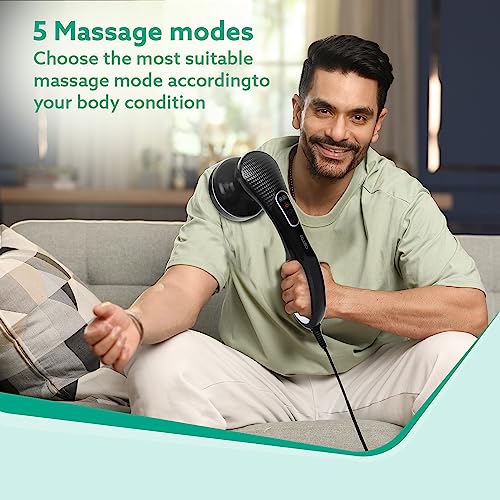 AGARO Relaxo Electric Handheld Full Body Massager with 8 Massage Heads, 5 Mode & 6 Speed Settings for Pain Relief & Relaxation (Black), Back, Leg &... - Image 3
