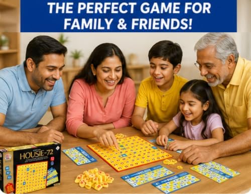 Image of Housie 72 Cards Premium Tambola Game Set | Bingo Board Game with 72 Reusable Cards, 90 Number Tiles & Master Board | No Pen No Paper Required | Family Party Game for Kids & Adults | Festival Fun