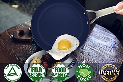 Non Stick Frying Pan, MSMK Small Induction Skillet, Ultra Durable Omelette Pan, Oven Safe, Professional Pancake Pan, 20cm, Blue 3 Gallery Image