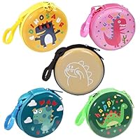 Kleingeldbörse Kinder,Forreen 5 Stück Portmonee Kinder mit Karabiner Mini Geldbörse Runde Tragbare Kreativ Dinosaurier Schlüsseltasche Geschenk für Jungen und Mädchen